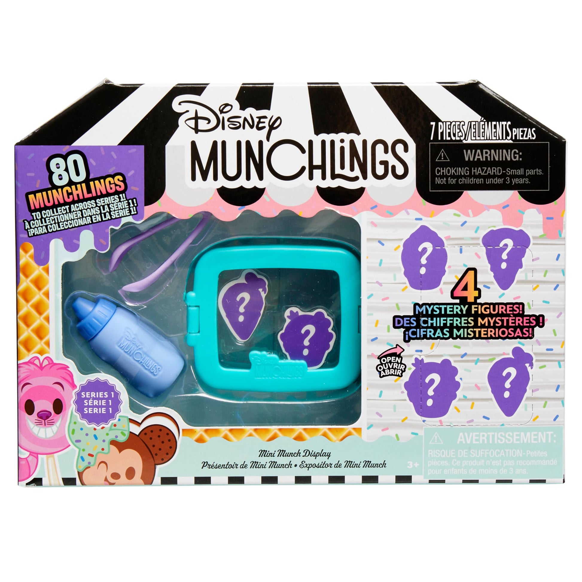 Disney Munchlings Mini Munch Displays, 7-piece Color Change Figure Set, Blind Box, Kids Toys for Ages 3 Up by Just Play