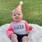 SYESQL Baby Half Birthday Cone Hat - Baby 1/2 Birthday Hat, Six Months Party Hat Outfit, Half Way to One Party Supplies (1/2 Cone Hat Pink)