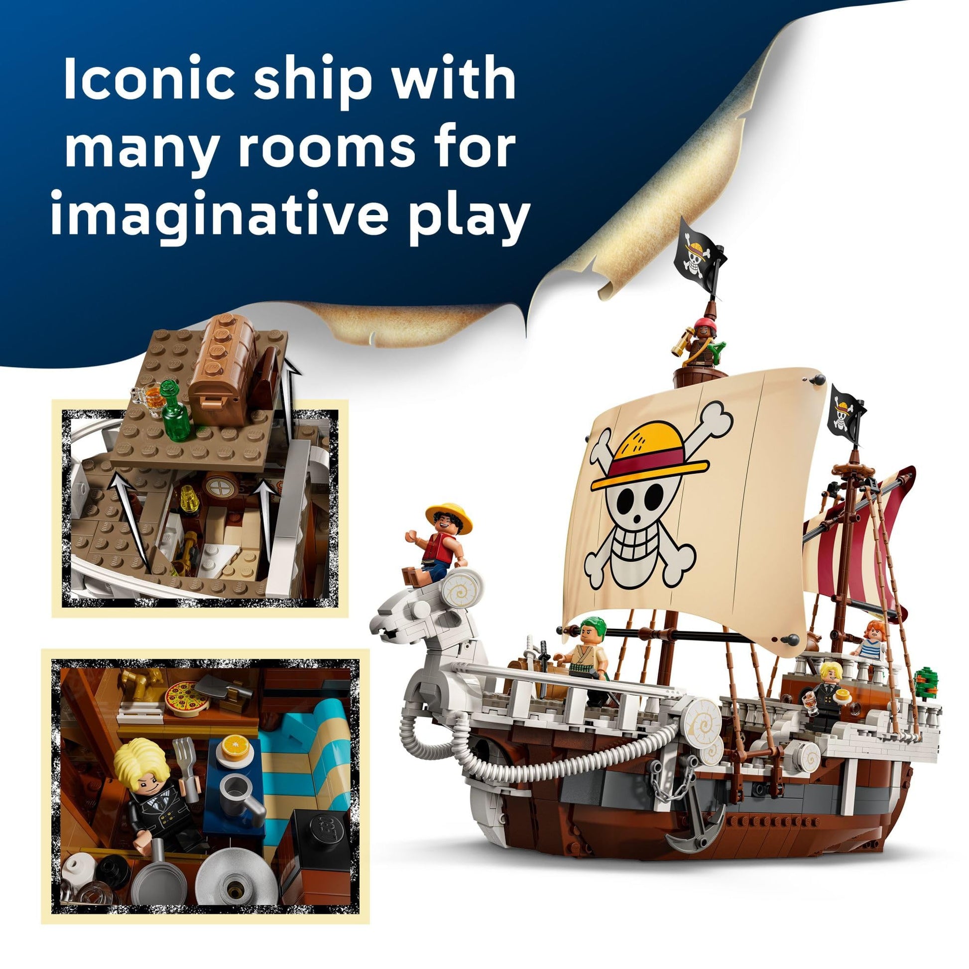 LEGO ONE PIECE The Going Merry Pirate Ship Building Blocks - Pretend Play Adventure Toy for Boys & Girls, 10+ - Straw Hat Crew Toy Figures & Playset