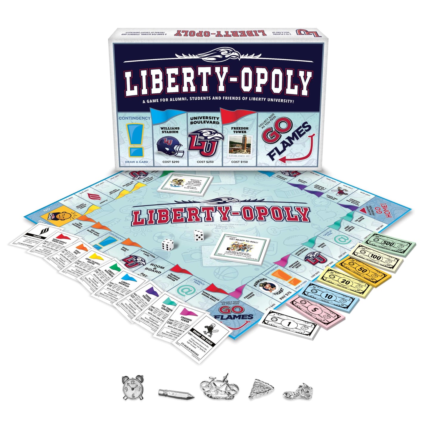 Late for The Sky Liberty-Opoly - Liberty University Family Board Game, Opoly-Style, Ages 8+, 2-6 Players, Alumni and Student Gift