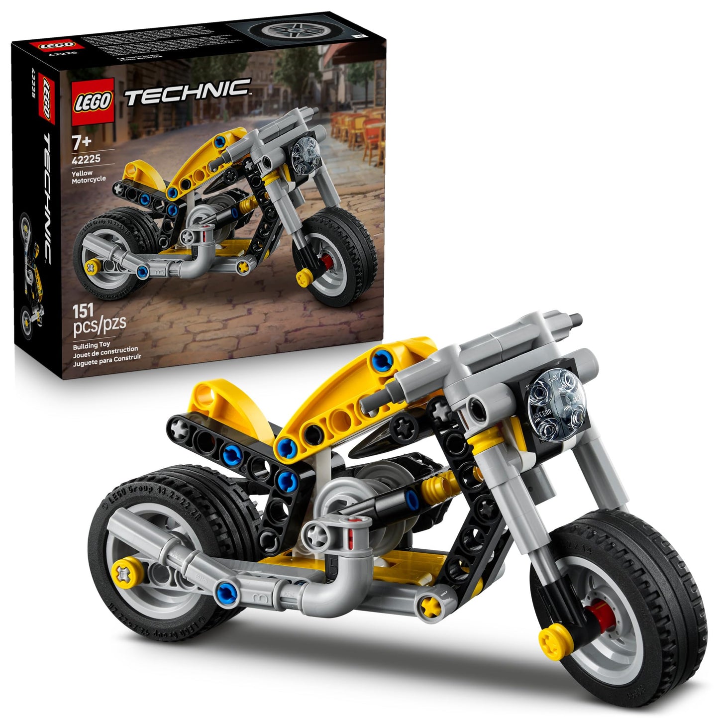 LEGO Technic Yellow Motorcycle Toy - Building Toy for Boys & Girls, Ages 7+ - Model Kit with Detailed Features - Bedroom Decor for Kids - Gift for