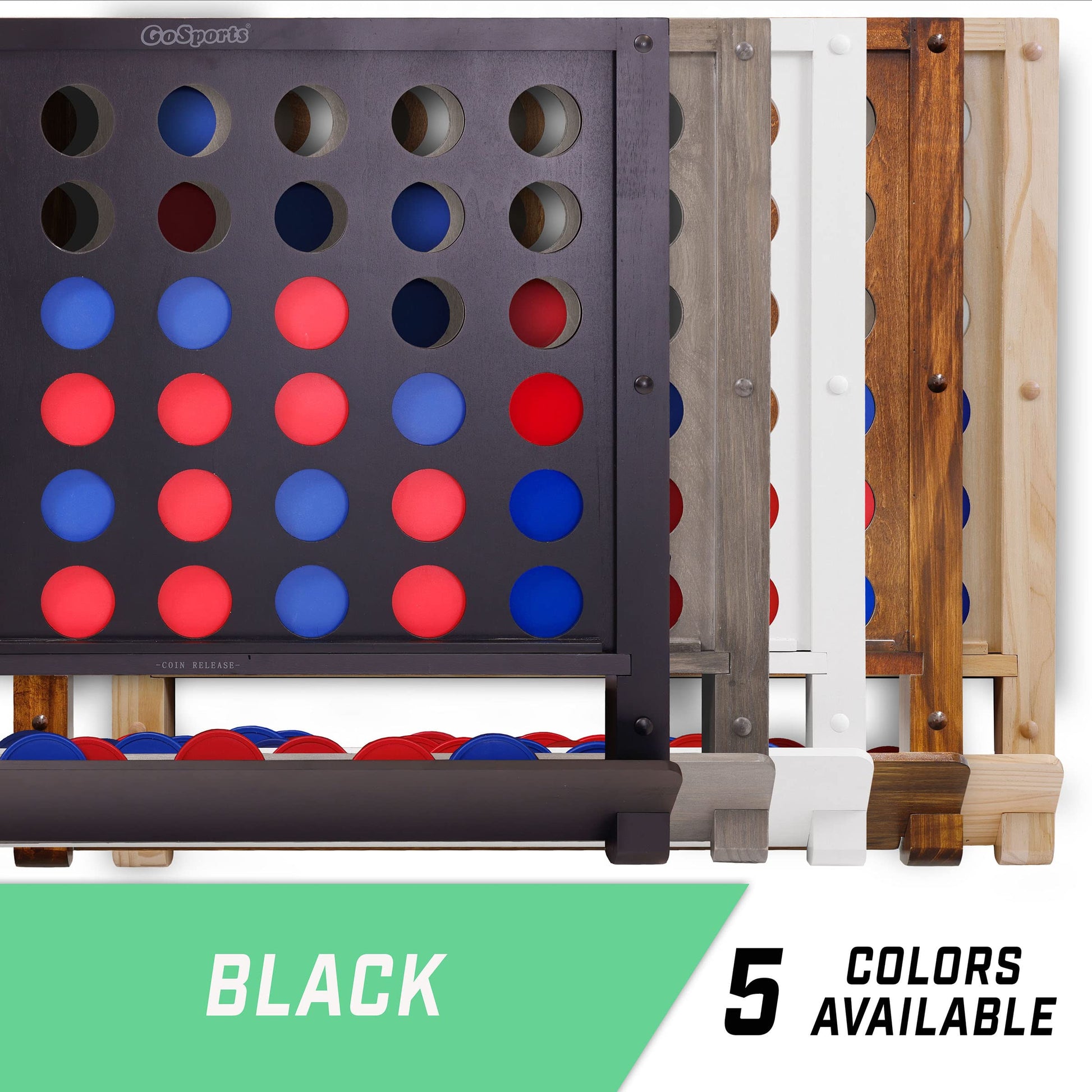 GoSports Wall Mounted Giant 4 in a Row - Jumbo Four in a Row with Coins - Black
