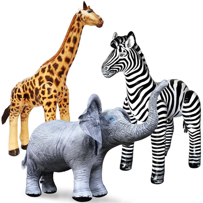 Jet Creations Safari 3 Pack Giraffe Zebra Elephant Great for Pool, Party Decoration, an-GZE, Multi