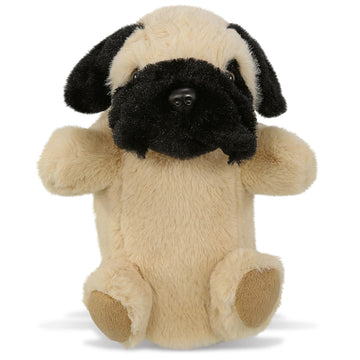 DolliBu Pug Dog Plush Hand Puppet - Super Soft Stuffed Animal Pug Dog Puppet Toy for Kids, Educational Cute Plush Puppets for Teaching, Games,