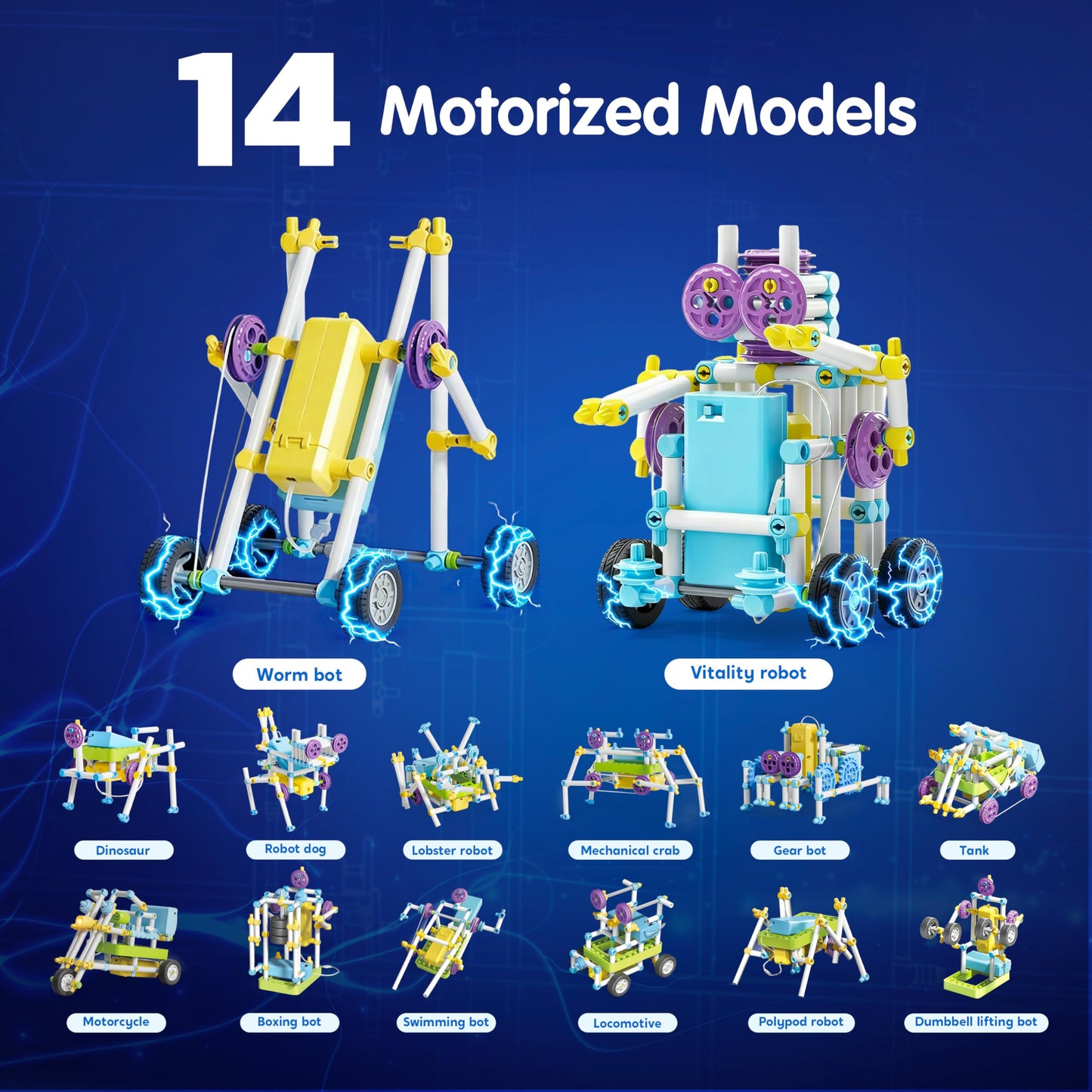 JOVA Klever Kits 36-in-1 Motor Robotic Kits, Make Your Own Kids Craft Kits Educational STEM Toys for Ages 8-13 Boys and Girls, Science Gifts for 8