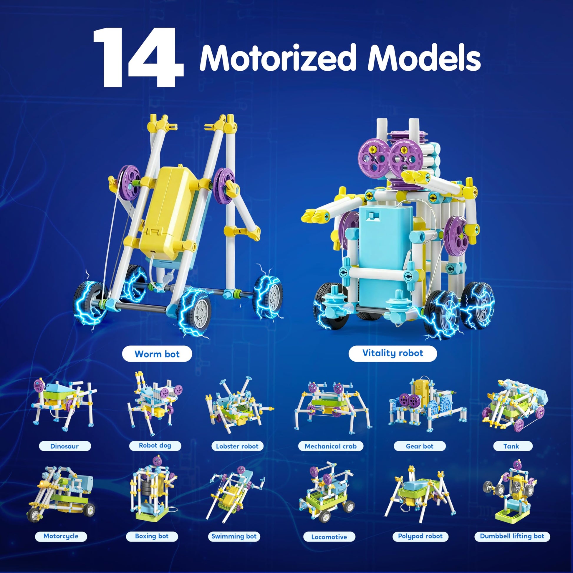 JOVA Klever Kits 36-in-1 Motor Robotic Kits, Make Your Own Kids Craft Kits Educational STEM Toys for Ages 8-13 Boys and Girls, Science Gifts for 8