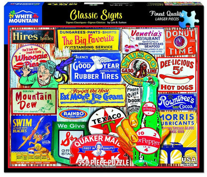 White Mountain 500 Piece Jigsaw Puzzle Retro Nostalgic, Classic Signs