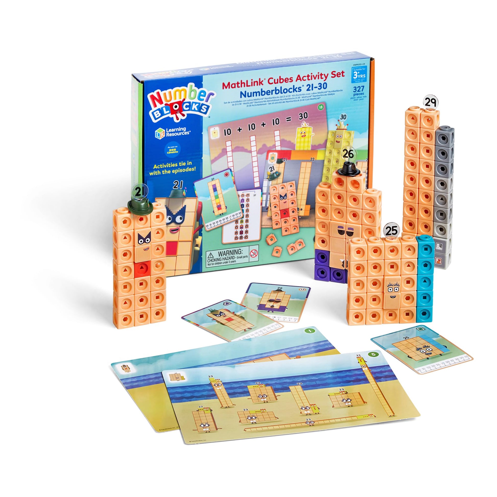 Learning Resources MathLink Cubes Numberblocks 21-30 Activity Set, Toys for 3 Year Old Boys and Girls, 20 Activities Related to The TV Series, Sensory