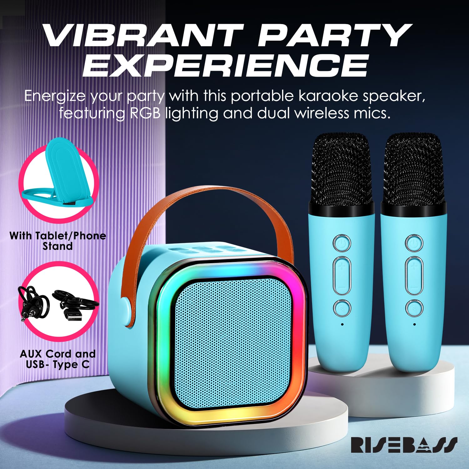 Mini Karaoke Machine for Kids - Portable Kids Karaoke Machine with 2 Microphones - Small Speaker and Microphones for Boys Girls and Toddlers - Fun