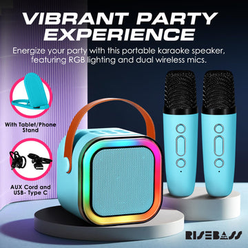 Mini Karaoke Machine for Kids - Portable Kids Karaoke Machine with 2 Microphones - Small Speaker and Microphones for Boys Girls and Toddlers - Fun