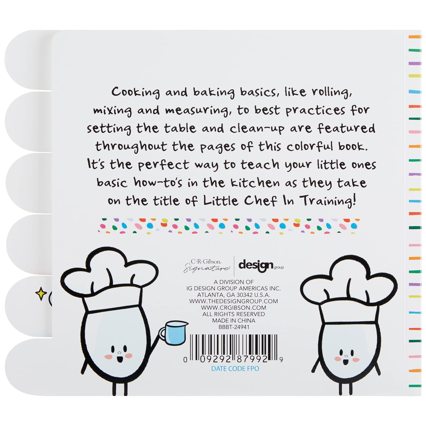 C.R. Gibson BBBT-24941 Kids in The Kitchen Tabbed Board Book for Toddlers, 6 Pages and 7.5" x 7.5", Multicolor