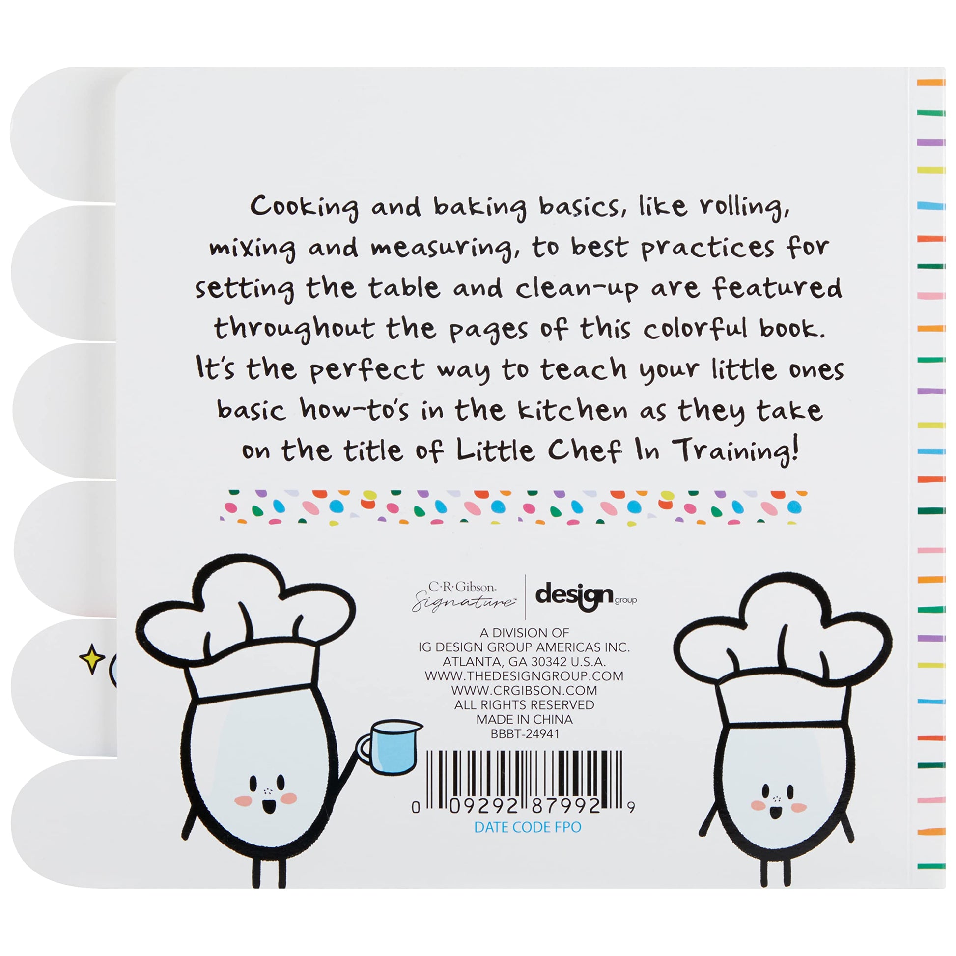 C.R. Gibson BBBT-24941 Kids in The Kitchen Tabbed Board Book for Toddlers, 6 Pages and 7.5" x 7.5", Multicolor