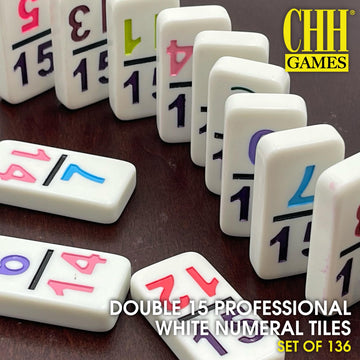 CHH 15 Professional Double Domino with Color Numbers - 136 Pieces Domino Set for All Ages