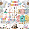 Dog Birthday Party Decorations, Fanvoes Dog Theme Decor Set Happy Birthday Banner Plates and Napkins Party Supplies Puppy Tablecloth Paw Balloons
