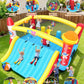 Inflatable Bounce House with Mega Elevated Slide for Big Kids 3-12 Space Rocket Bouncy Castle Play Center with 3 Dodge & Weave Obstacle Course Column