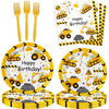 80 Pcs Construction Party Supplies Construction Disposable Paper Dinner Plates Napkins Forks Dinnerware for Dump Truck Theme Baby Shower 1st 2nd 3rd