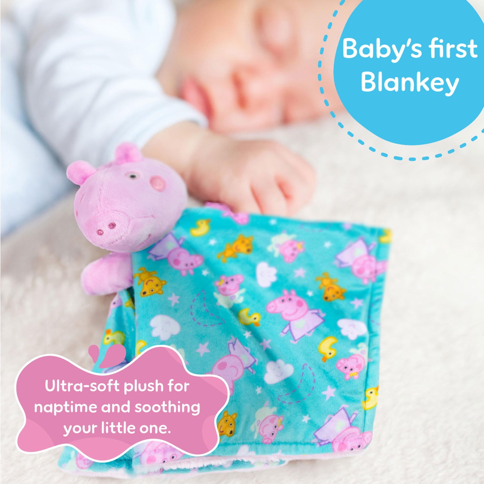 Kids Preferred Peppa Pig Puppet Blankey - 13 Inches, Baby Showers, Snuggle Blankey and Playful Puppet for Babies 0 Months and Up, Embroidered Details
