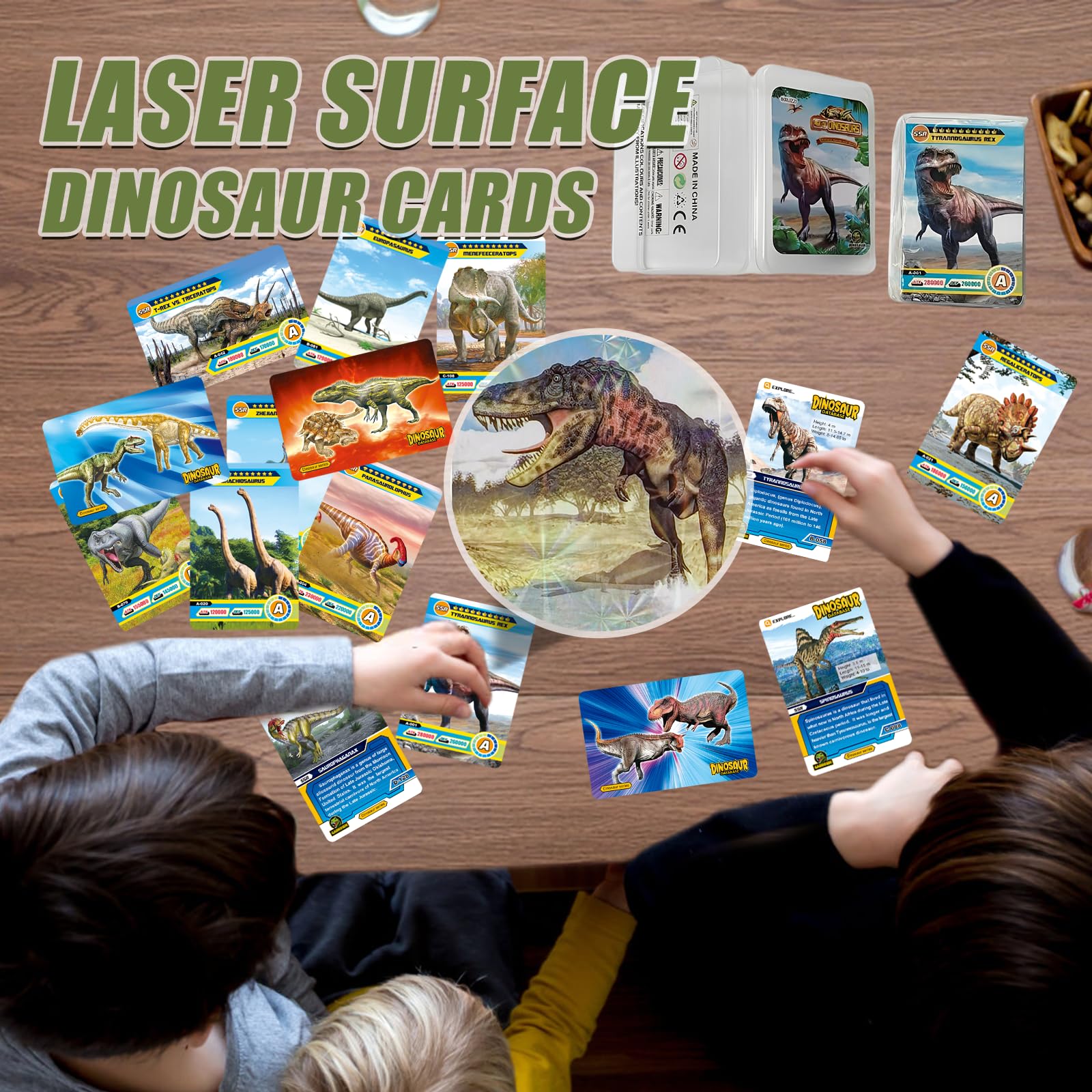 Dinosaur Flash Cards, 42 PCS Collectible Dinosaur Trading Cards for Kids, Prehistoric Animals Educational Learning