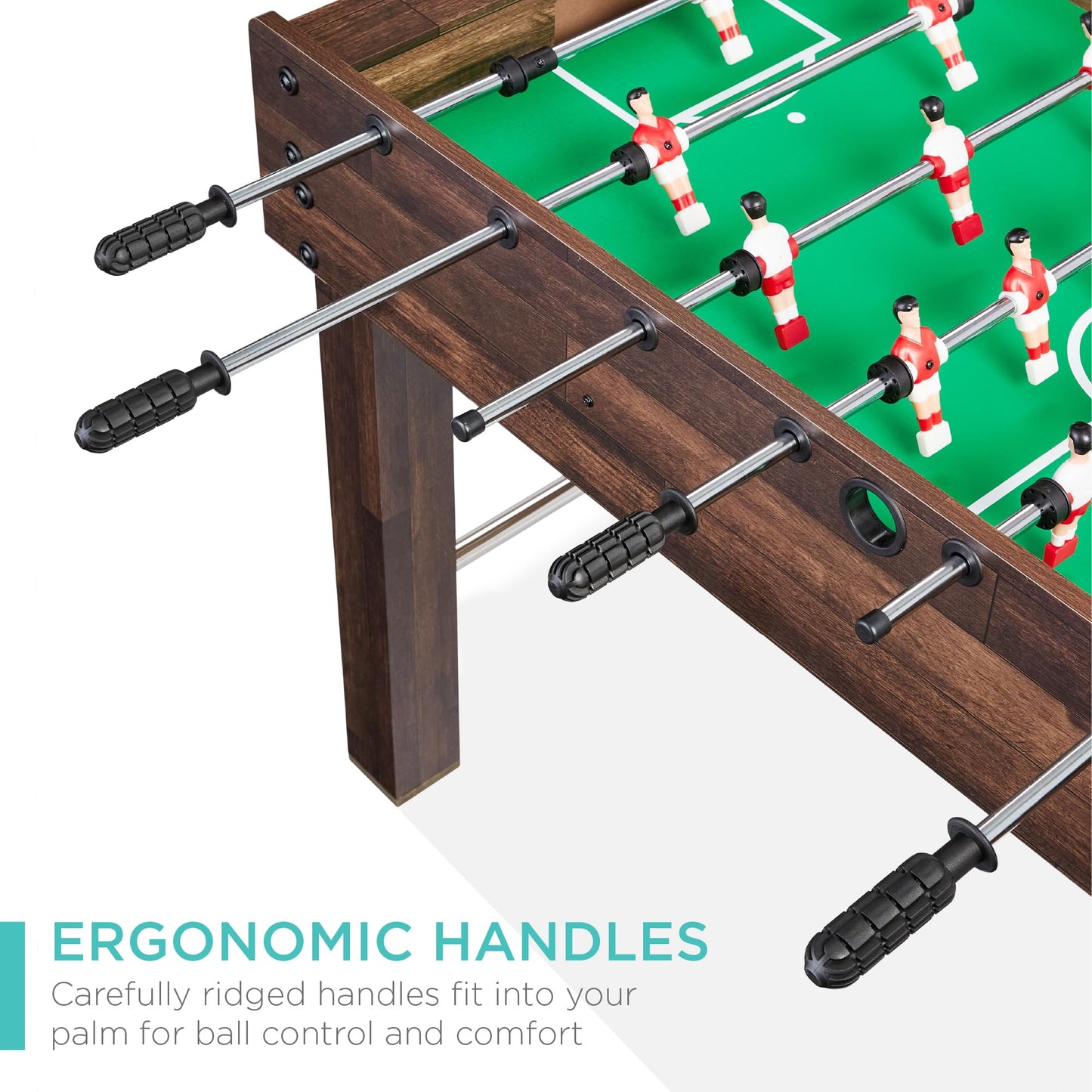 Best Choice Products 48in Foosball Table for Kids and Adults, Game Room Arcade Soccer Game Table w/ 2 Balls, 2 Cup Holders, Ergonomic Handles, Chrome