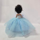 KINNEX COLLECTIONS SINCE 1997 17" Quinceañera Centerpiece Doll - Tulle Gown, Mis Quince Años Table Decoration & Keepsake ARC8421-4 (Baby Blue)