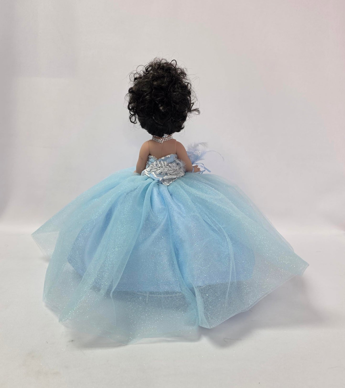 KINNEX COLLECTIONS SINCE 1997 17" Quinceañera Centerpiece Doll - Tulle Gown, Mis Quince Años Table Decoration & Keepsake ARC8421-4 (Baby Blue)