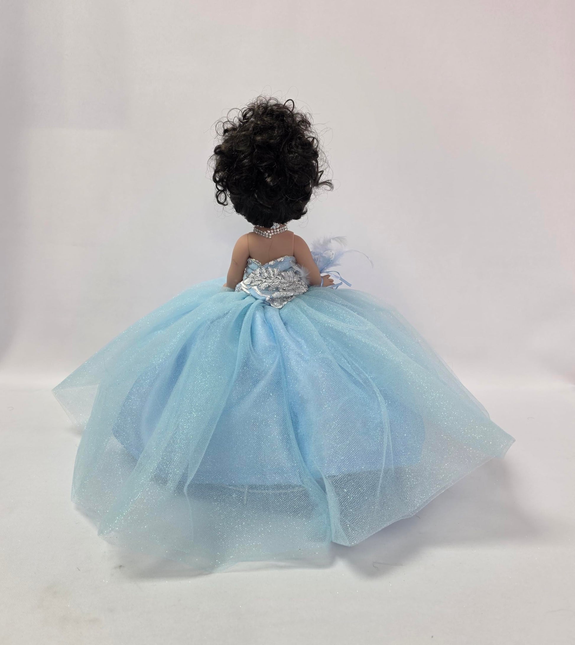 KINNEX COLLECTIONS SINCE 1997 17" Quinceañera Centerpiece Doll - Tulle Gown, Mis Quince Años Table Decoration & Keepsake ARC8421-4 (Baby Blue)
