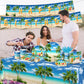 Beach Birthday Party Decorations, 142PCS Beach Party Paper Plates Napkins Tablecloth for Summer Tropical Hawaiian Party Decorations