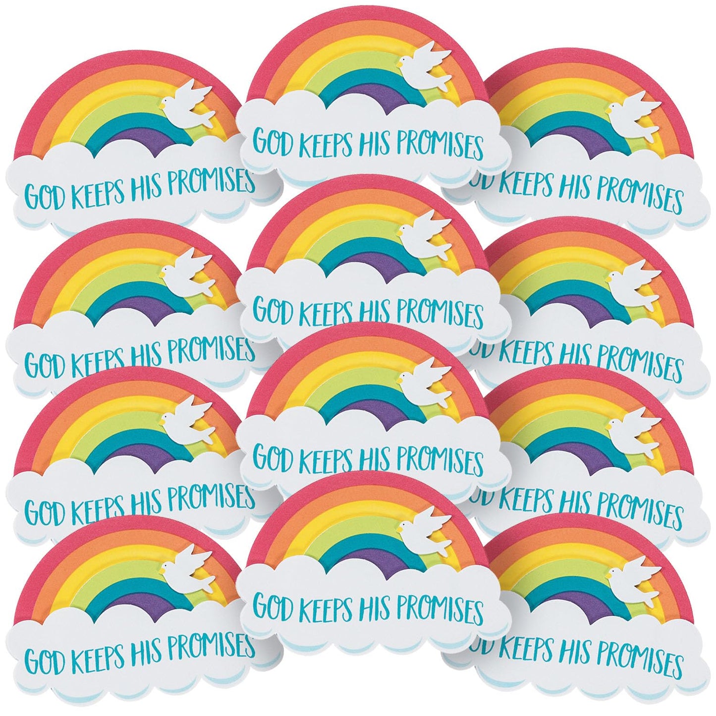 Fun Express Rainbow Magnet Craft Kit for Kids - 12 Pieces - Creative DIY Crafting with God Keeps His Promises Theme - Self-Adhesive Foam - Perfect