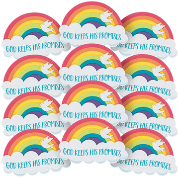 Fun Express Rainbow Magnet Craft Kit for Kids - 12 Pieces - Creative DIY Crafting with God Keeps His Promises Theme - Self-Adhesive Foam - Perfect