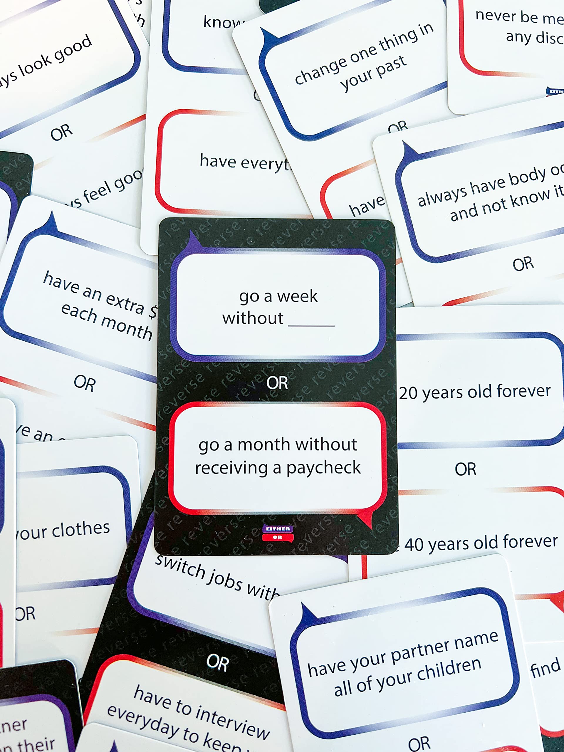Either Or Couples Card Game of Outrageous Options - Connect with Your Partner for Date Night, Valentine's Day, at Dinner, for an Anniversary, on Road