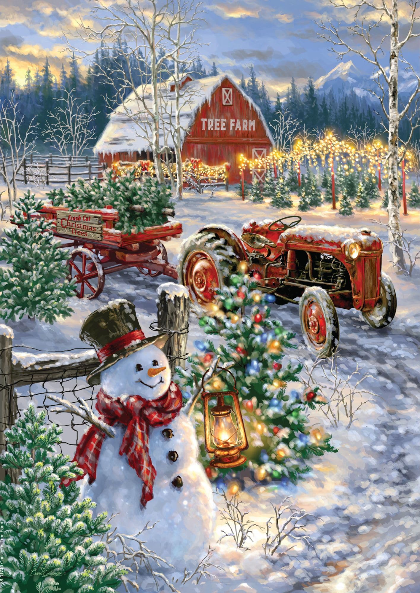 Springbok Christmas Tree Farm 500 Piece Jigsaw Puzzle for Adults - Festive Winter Scene with Vintage Truck & Holiday Charm
