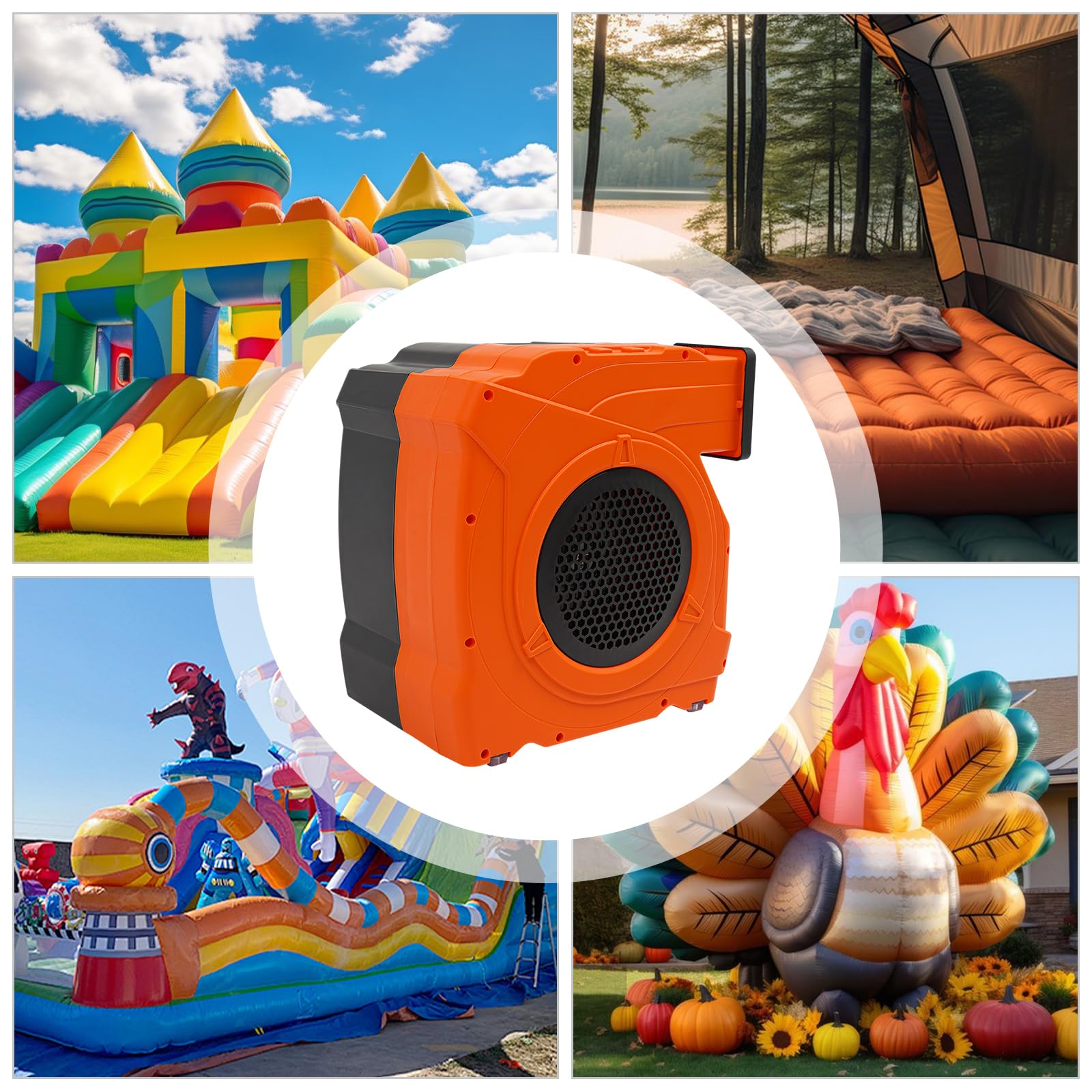 Poggyyi 3HP Inflatable Bounce House Blower, 2150W Commercial Air Blower for Large Water Slides Inflatable Castle Jump Slides, Air Blower
