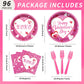 96Pcs Valentine's Day Paltes and Napkins Pink XOXO Plates and Napkins for Romantic Valentine's Day Party Decorations, Serves 24