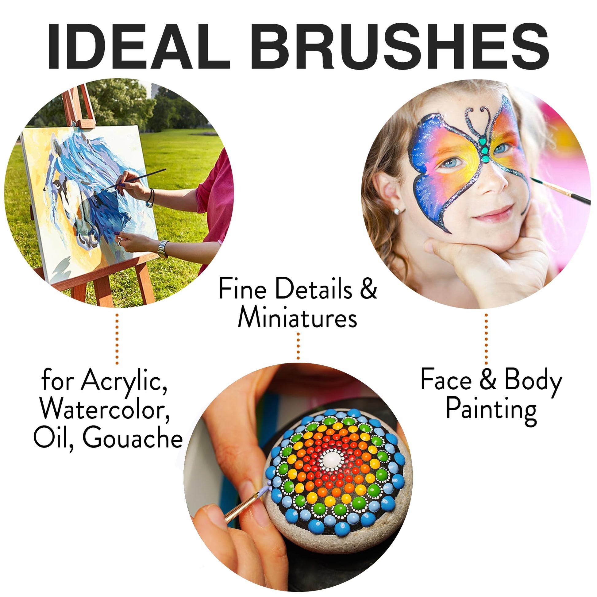 Professional Artist Paint Brush Set of 12 - Painting Brushes Kit for Kids, Adults Fabulous for Canvas, Watercolor & Fabric - for Beginners
