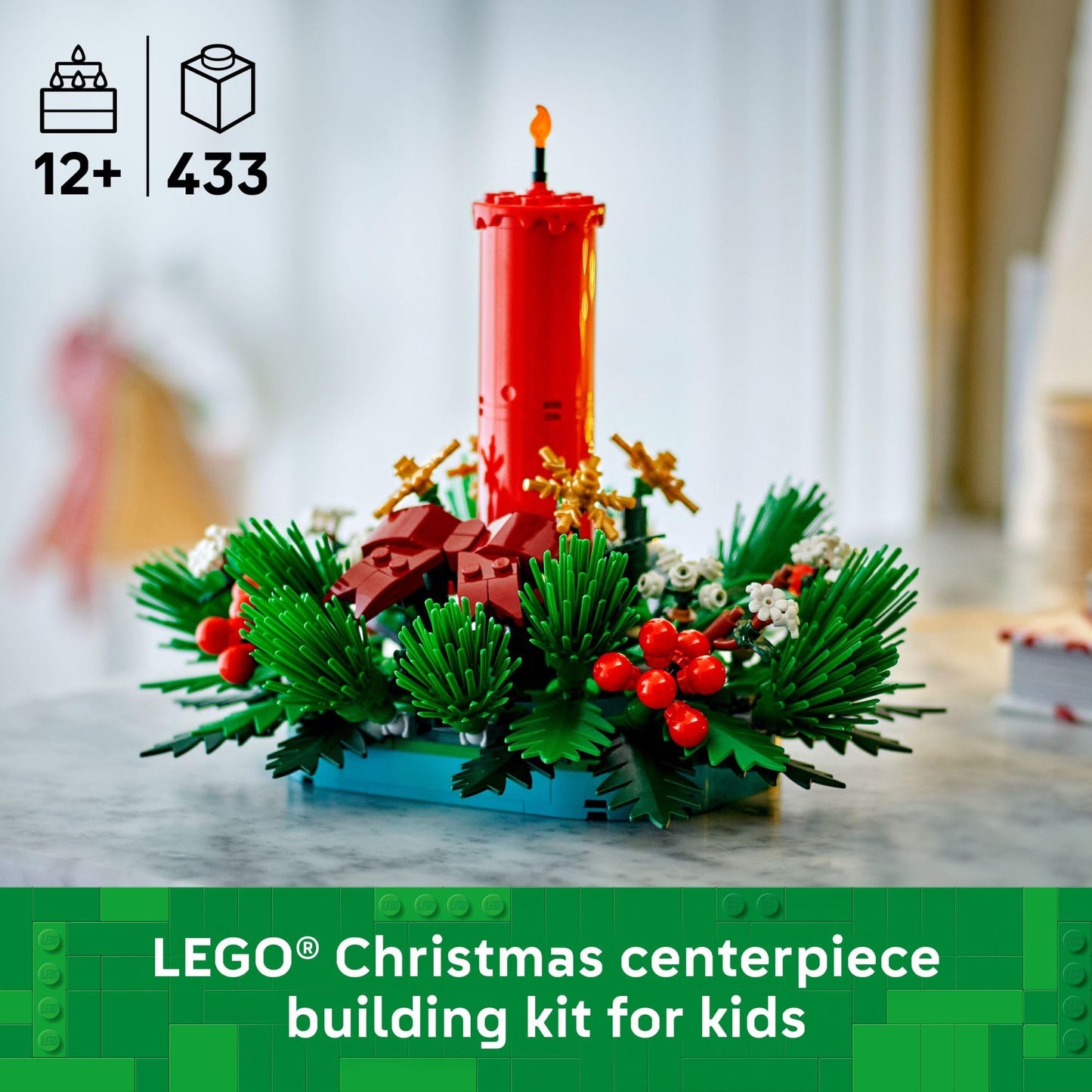 LEGO Christmas Table Decoration Building Toy for Kids - Brick-Built Holiday Centerpiece & Festive Room Decor - Christmas Craft for Girls & Boys, Ages