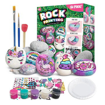 Sii Pikki Unicorn Rock Painting Kit for Kids - Arts and Crafts DIY Set, Paint & Decorate Stones, Kids Craft Kit, Fun Family Activity,Creative Gift