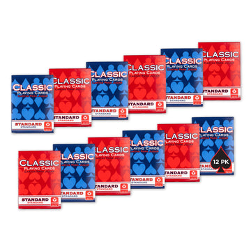 Classic Playing Cards 12 Pack, Standard Index, Red and Blue Casino Quality Bulk Playing Card Decks, Bulk Playing Cards for Poker, Black Jack, Euchre