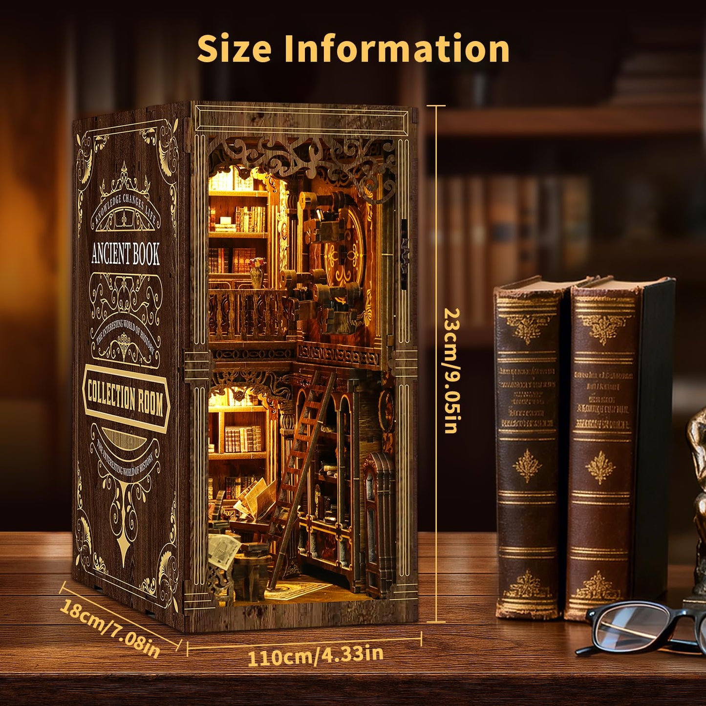 CLICLIET Book Nook Kit - DIY Miniature Tiny Dollhouse Kit, 3D Wooden Puzzle Book Nook Craft for Bookshelf Decor, Model Build Book Nook Kit for Adult