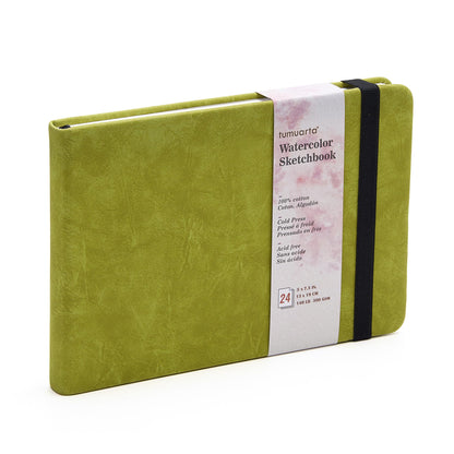 tumuarta Watercolor Sketchbook, 5x7.5, 140 LB, 300 GSM, 100% Cotton Paper, Cold Press, 24 Sheets, 48 Pages, Watercolor Journal for Use As Travel