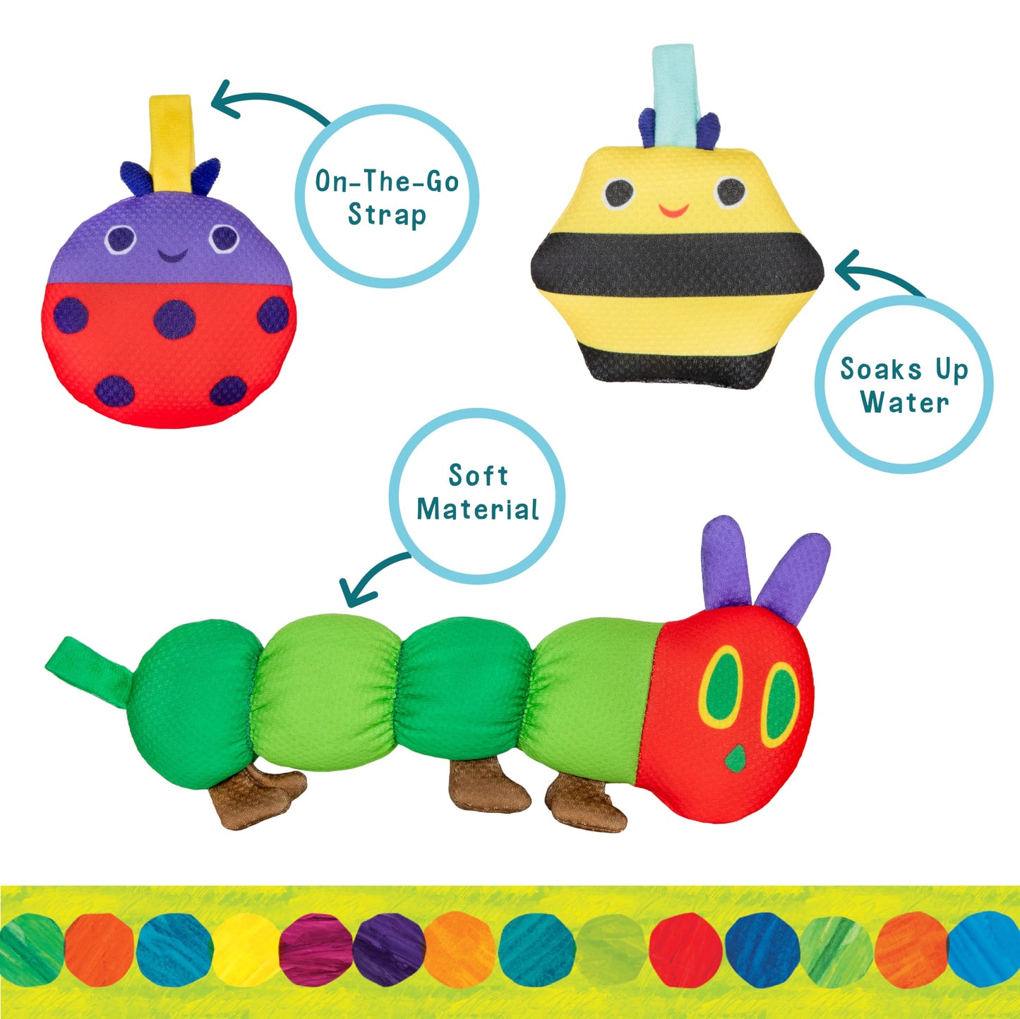 Kids Preferred Eric Carle Toddler Toys The Very Hungry Caterpillar Toy Water Play Set for Bath, Pool, or Beach, Floating Bath Toys for Kids Ages 0