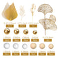 Boho Cake Topper Golden Ginkgo Leaves Cake Decorations for Wedding Birthday (Khaki)