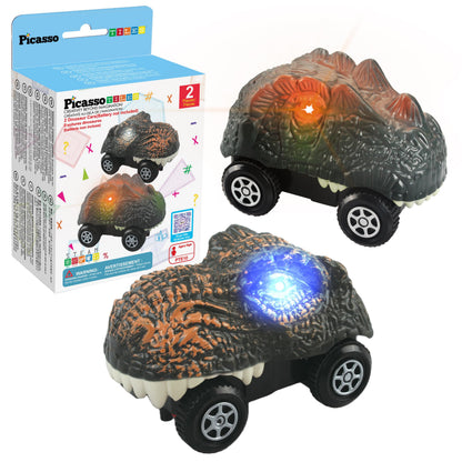 PicassoTiles 2 Piece Swift Highly Detailed Race Track Truck Dinosaur Cars Accessories in Bulk Package Compatible with STEM Magnetic Tile Race Track