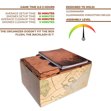SMONEX Wooden Organizer and Four Player Boards Compatible with Gloomhaven Board Game - Box Suitable for Storage All Gloomhaven Expansions - Insert