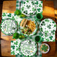 QDIRDEC St. Patrick's Day Paltes and Napkins Green Shamrocks Disposable Plates and Napkins for St Patrick's Day Green Irish Party Decorations, Serve