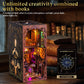 Wimlade DIY Book Nook Kit for Adults, 3D Wooden Puzzles Bookshelf Insert Decor with LED Light, Miniature House Dollhouse Kit Birthday Christmas