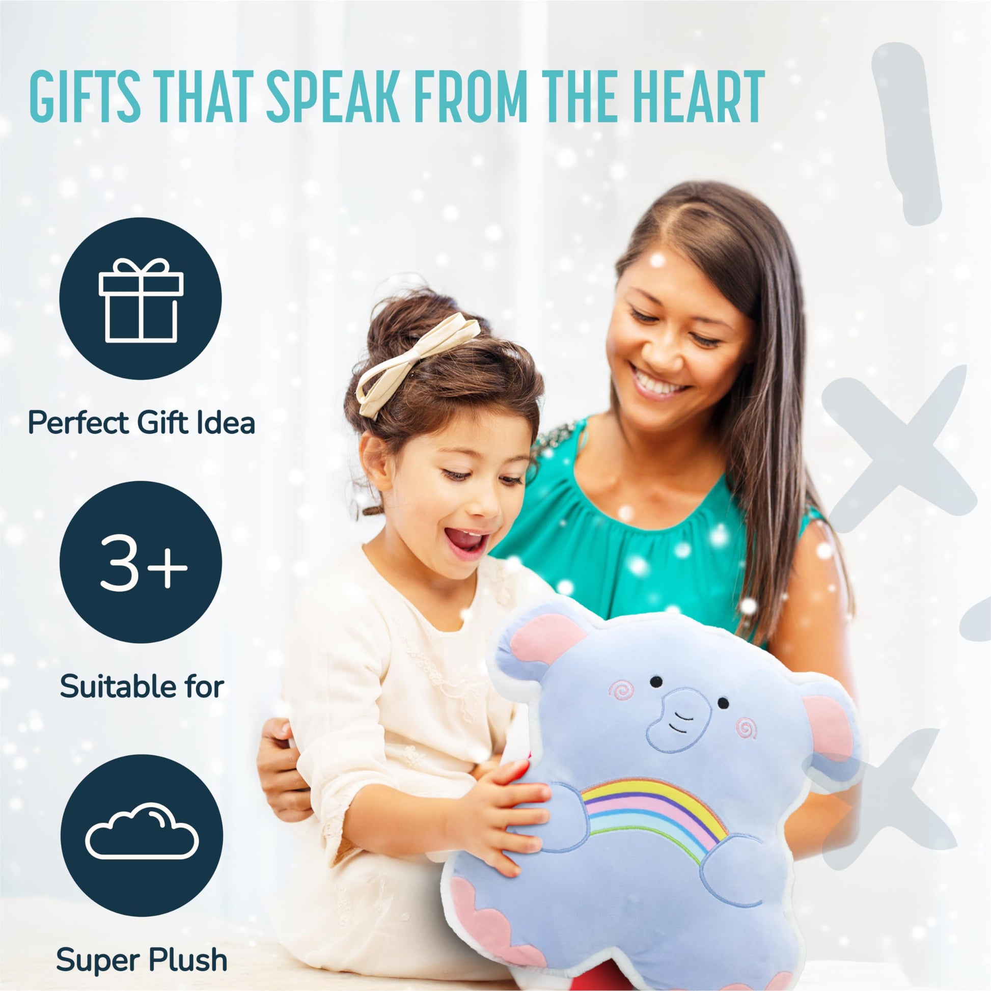 PixieCrush Wonder Products Stuffed Animal - Stuffed Elephant Pillow - Cuddle Plush - Blue Elephant Plush Animal - Soft Removable Washable Toy Plushy