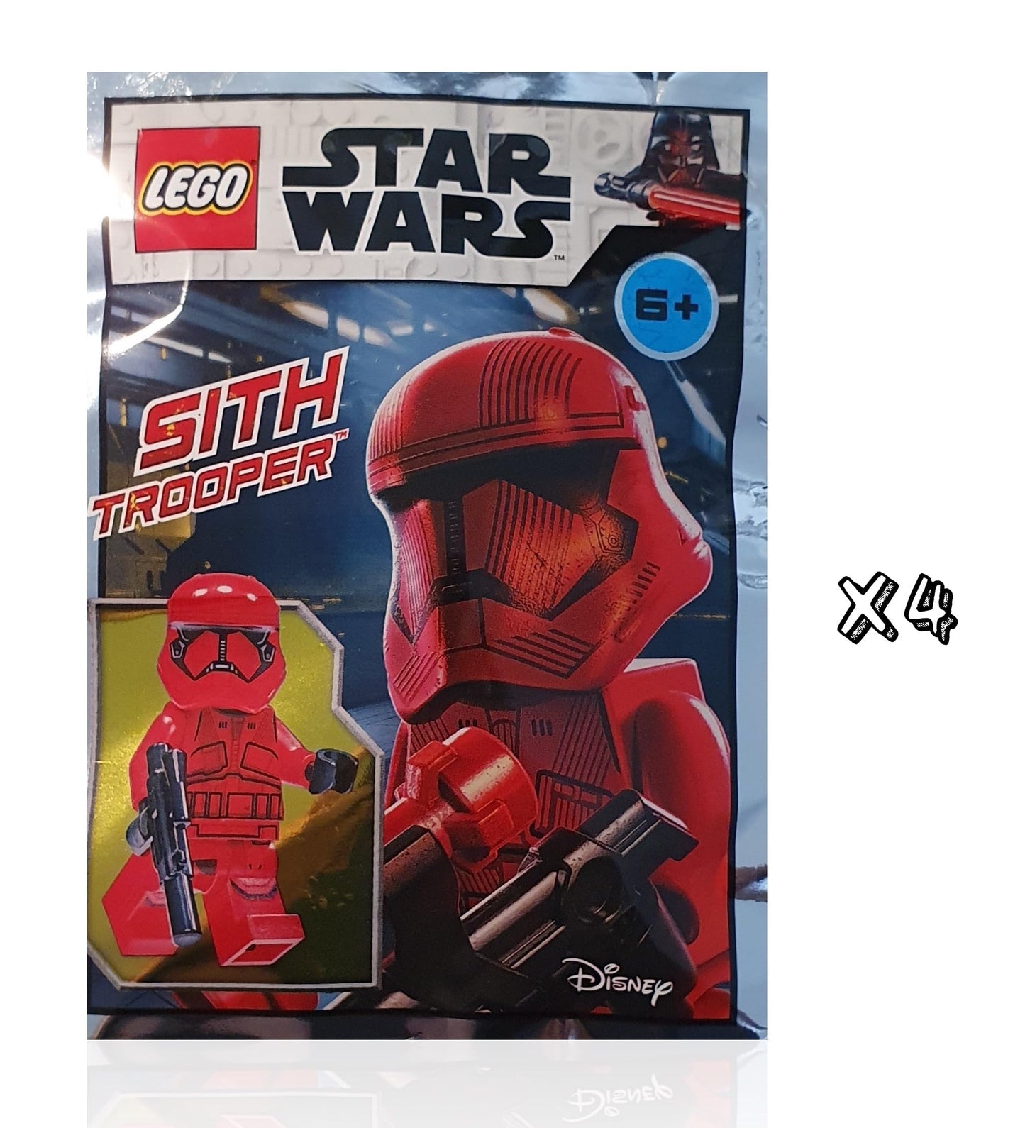 LEGO Star Wars Episode 9 The Rise of Skywalker Minifigure - Red Sith Trooper (with Blaster) and Minifigureland Tile - 4 Pack