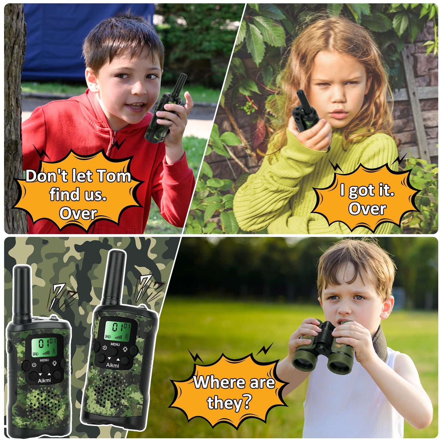 Walkie Talkies for Kids Toys for Boys Aged 5+ Outdoor Toys 2 Way Radio 22 Channel 3 Miles Range for Camp Hunt Adventure Game Birthday 6 7 8 9 10 Year