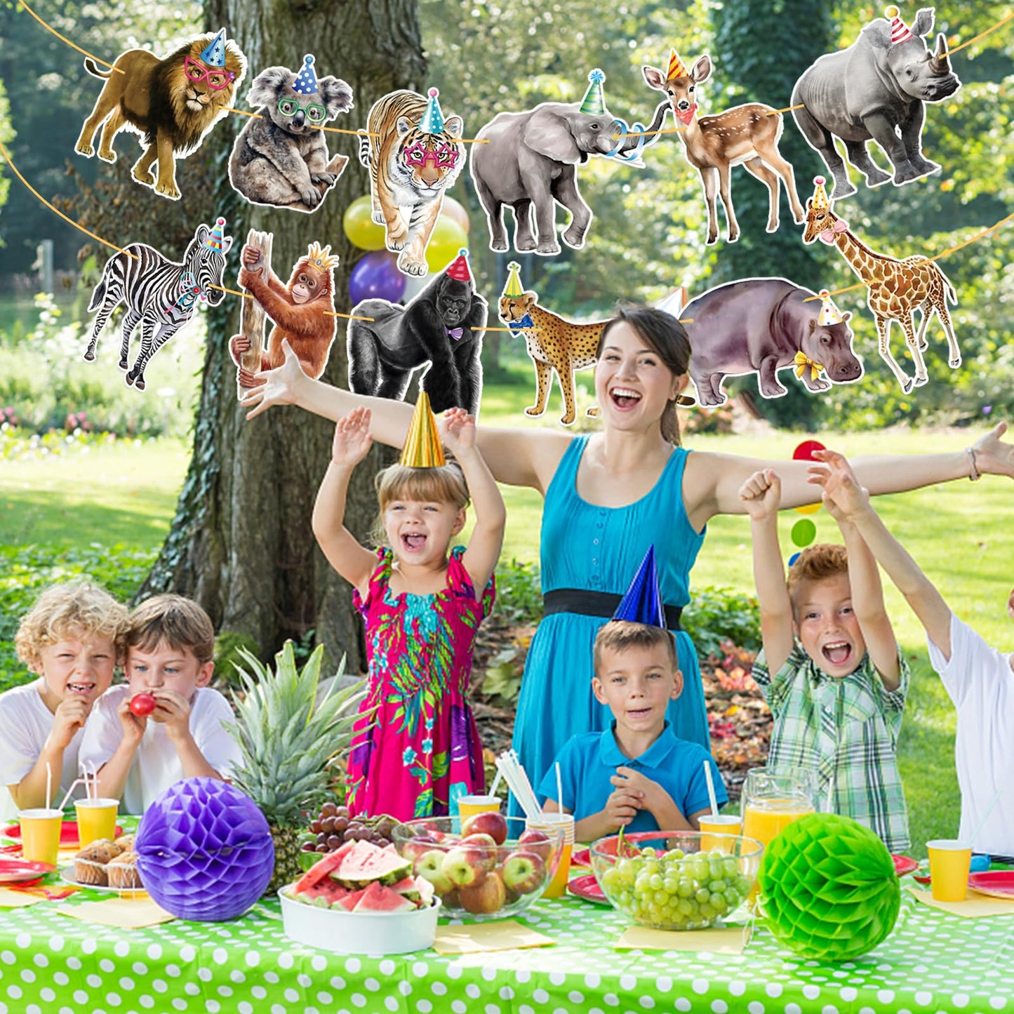 Safari Animals Happy Birthday Banner, Jungle Theme Birthday Decorations