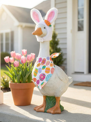 2 Pieces Easter Porch Goose Outfit, Bunny Ears SalivaTowel Set